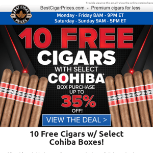 🔴 10 Free Cigars w/ Select Cohiba Boxes 🔴