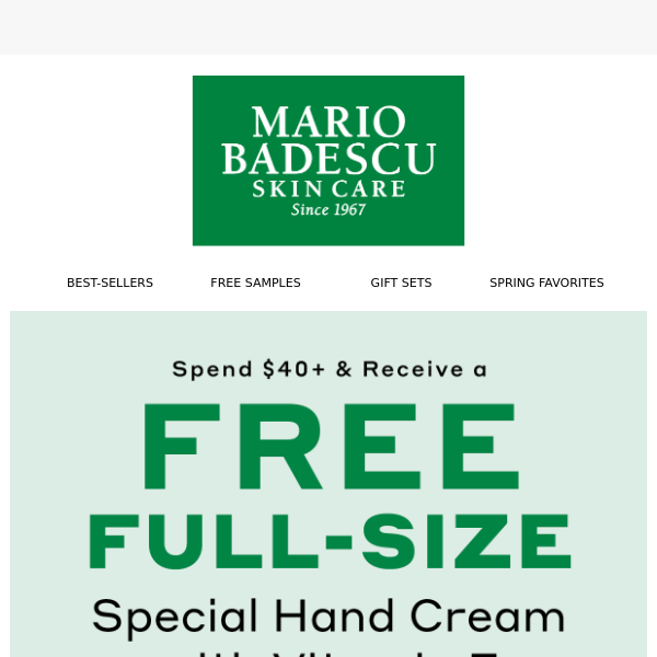 Try our Special Hand Cream (with Vit E) for FREE