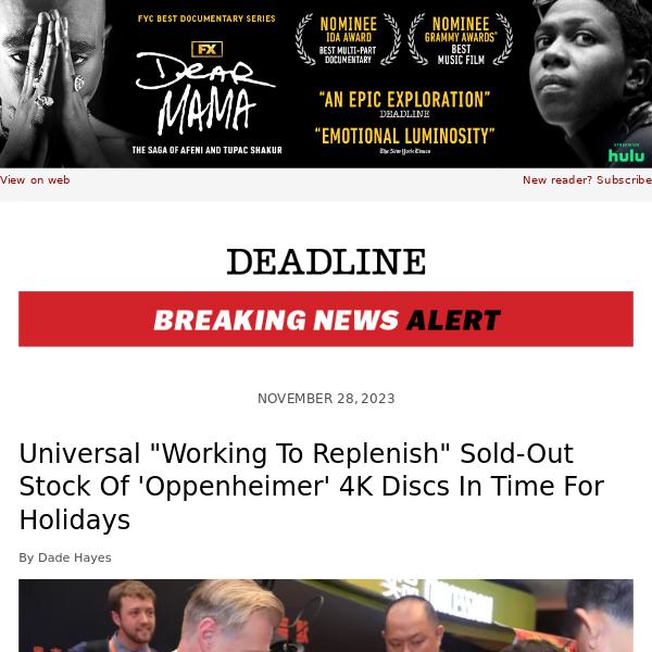 Universal "Working To Replenish" Sold-Out Stock Of 'Oppenheimer' 4K Discs In Time For Holidays