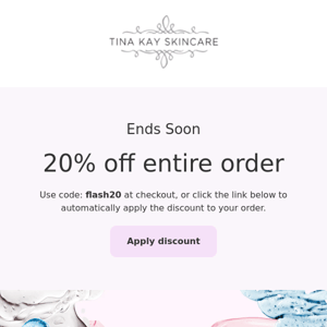 20% Off Sitewide Ending Soon
