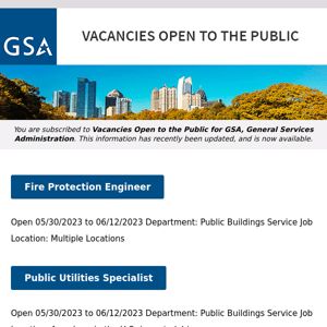 New/Current Job Opportunities at GSA Open to the Public (All U.S. Citizens)