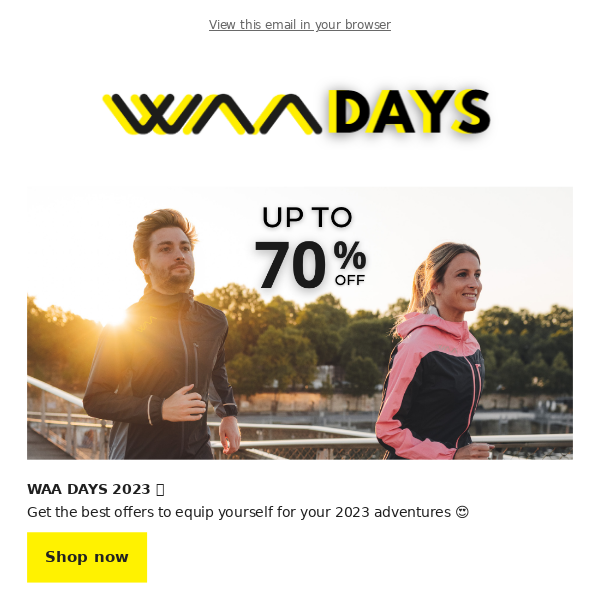 💥 Up to 70% off - WAA Days