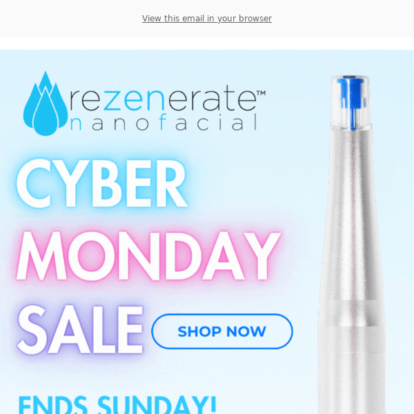 💧 Last Chance: Save $200 on Rezenerate Nanofacial + Free HyRez Glide Serum!