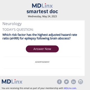 Smartest Doc Neurology Quiz for Wednesday