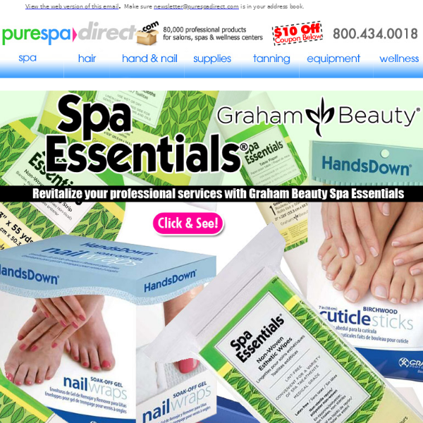 Pure Spa Direct! Graham Beauty: The Ultimate Companion for Your Spa/Salon Success + $10 Off $100 or more of any of our 75,000+ products!