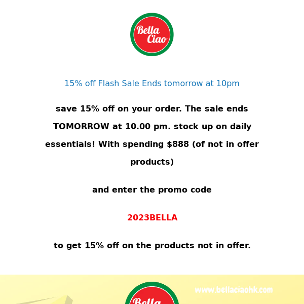 15% off Flash Sale Ends tomorrow at 10pm