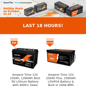 ⚡Last 18 Hours!⚡Sale Continues! 🔥Ampere Time Lithium Battery's Fall Prime Sale Valid for The LAST 18 Hours