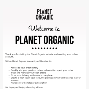 Your Planet Organic account