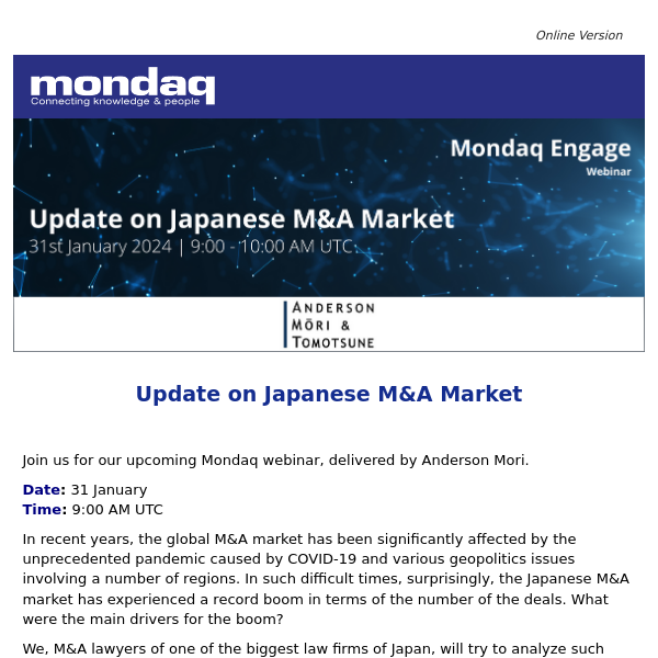 Update on Japanese M&A Market