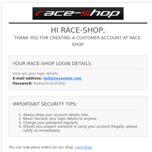 [race-shop] Welcome!