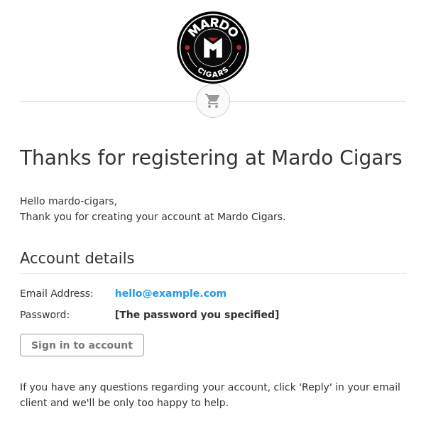 Thanks for registering at Mardo Cigars