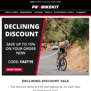 15% Declining Discount Now Live!