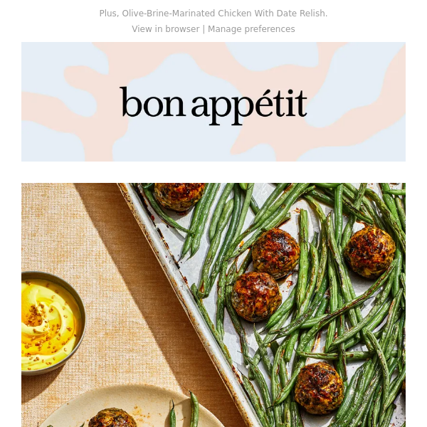 Herby Sheet-Pan Meatballs With Green Beans