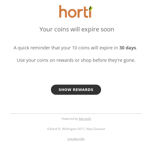 Your coins at Horti will expire soon