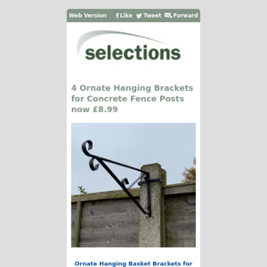4 Hanging Basket Brackets for Concrete Fence Posts now £9.99