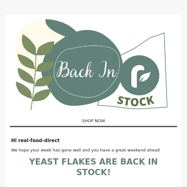 BACK IN STOCK ... Yeast Flakes