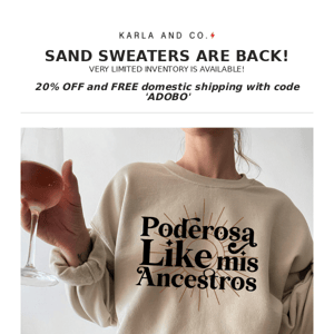 Sand Sweater Back In Stock! - LIMITED STOCK
