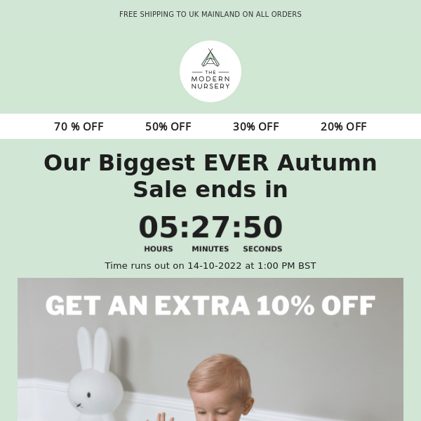 🚨Just 5 hours left to shop our Biggest EVER Autumn Sale