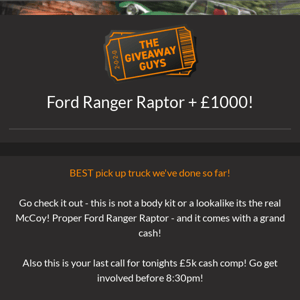 Ford Ranger RAPTOR + £1000 cash💰