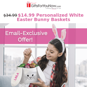 $14.99 Personalized Easter Bunny Basket | Email-Exclusive Offer!