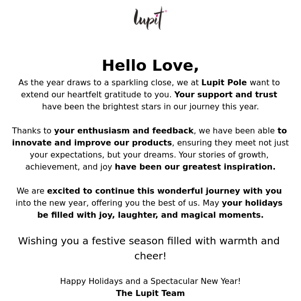 💫 Happy Holiday Season from Lupit Pole! 💫