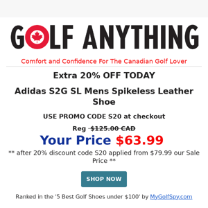 adidas EXTRA 20% Off S2G Men's Golf Shoes