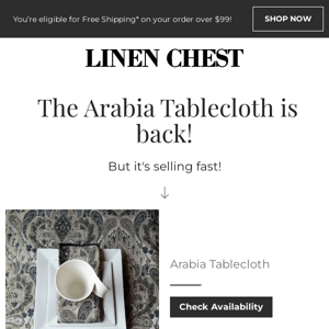 🔔 Reminder: Arabia Tablecloth is back in stock! Get It Before It Is Gone* 🔔