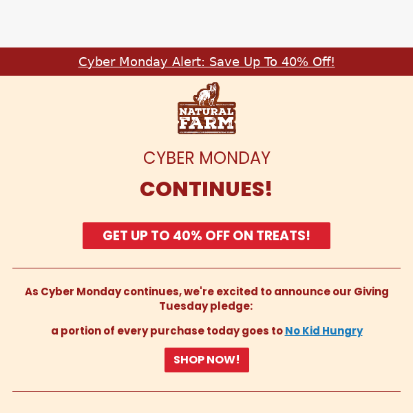 Up to 40% Off: Cyber Monday Extended