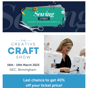 Last chance to get 40% OFF* your Creative Craft ticket price with this code!  ☀