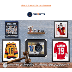 ONE HOUR LEFT - AJ Sports November Memorabilia Auction