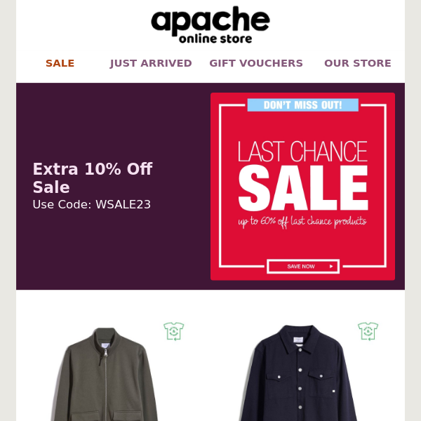 Apache Last Chance For Extra 10% Off Sale