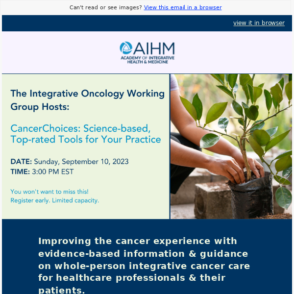 UPCOMING WEBINAR - CancerChoices: Science-based, Top-rated Tools for Your Practice