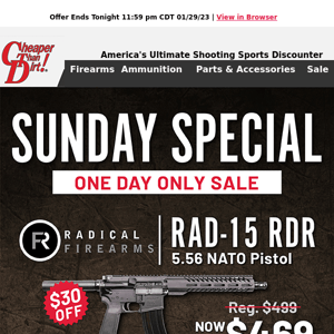 Ten Mags for $60, AR Pistol and Ammo Deals This Sunday!