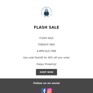 FLASH SALE TONIGHT ONLY