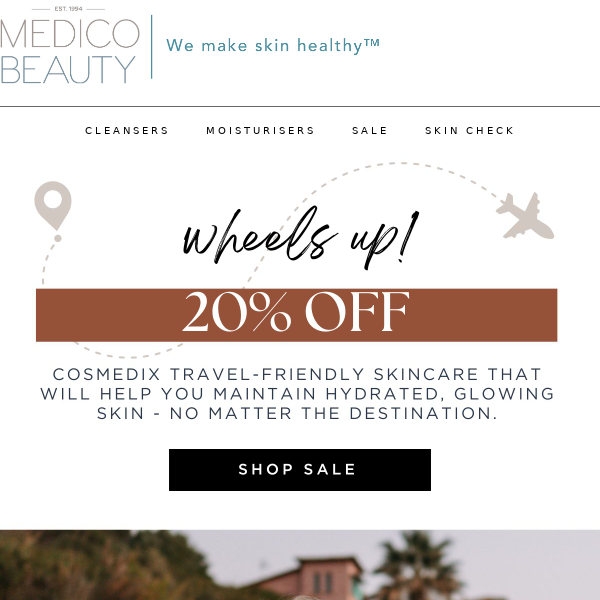 Wheels Up: 20% Off Cosmedix Travel Skincare ✈️