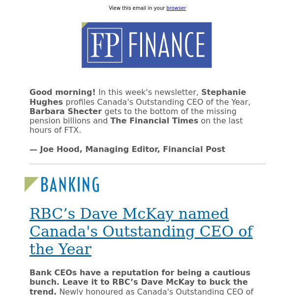 RBC's Dave McKay named Outstanding CEO of the Year