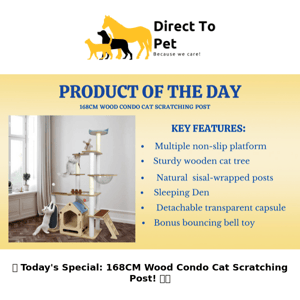 Limited Time Offer: Don't Miss Our 168CM Wood Condo Cat Scratching Post! 🏠🐱
