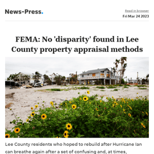 News alert: FEMA 50% rule: No 'disparity' in Lee property appraisal methods