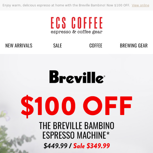 Save $100 on the Breville Bambino Espresso Machine!
