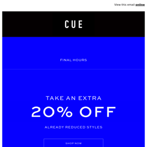 Don’t miss out – extra 20% off!