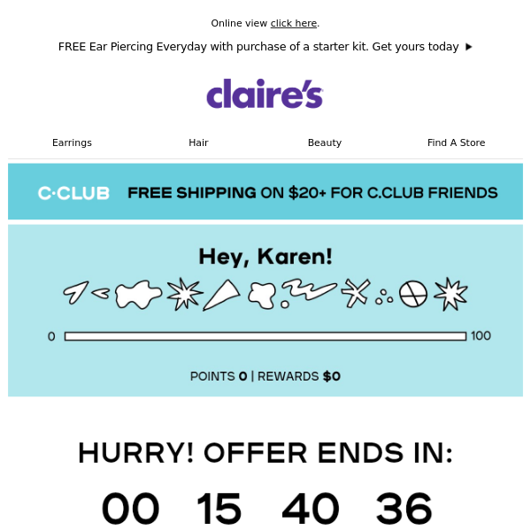 Claire's Europe! LAST CHANCE to get 60% off