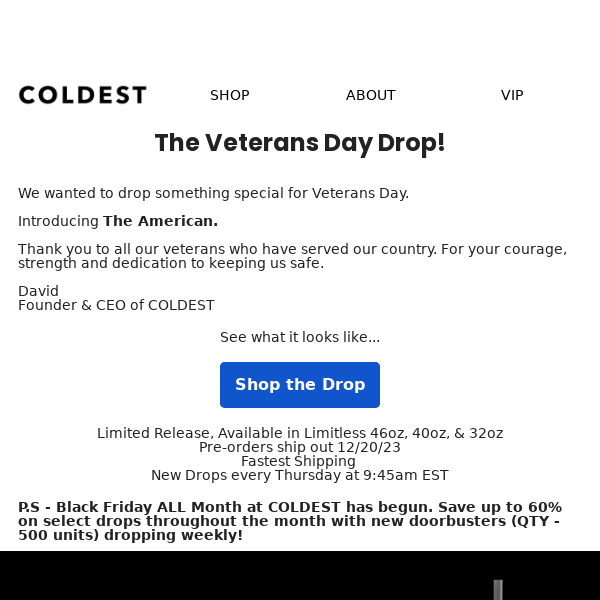 the veterans day drop❄️ - The Coldest Water