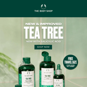 Your new skin ally is finally here!! ​💚 Meet the NEW & IMPROVED TEA TREE - now with Salicylic Acid*!✨🍃
