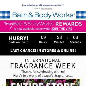 🏃 last chance to score 40% off EVERYTHING this International Fragrance Week!