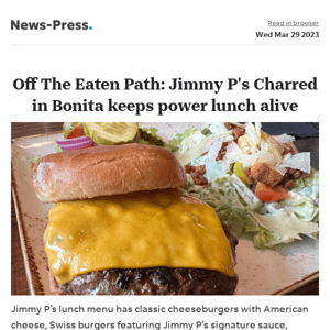 News alert: Off The Eaten Path: Jimmy P's Charred in Bonita keeps power lunch alive and well