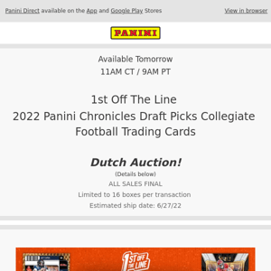 🏈 1st Off The Line 2022 Chronicles Draft Picks Collegiate Football Trading Cards Available Tomorrow