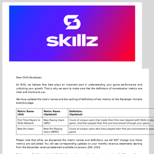 [Analytics Update] Monetization Metrics Names and Definitions