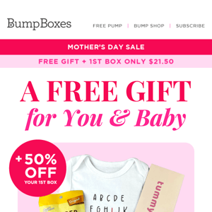 FREE Mother's Day ABC Onesie + 50%  Off
