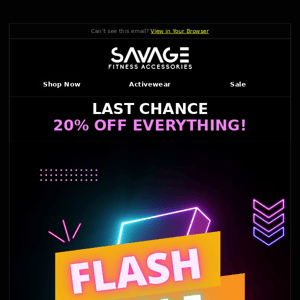 Savage Fitness Accessories Last Chance to Save 20% | Flash Sale ⏰