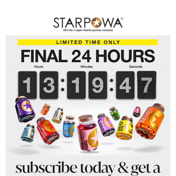 Final 24hrs - Free Apple Cider Vinegar When You Subscribe Today.